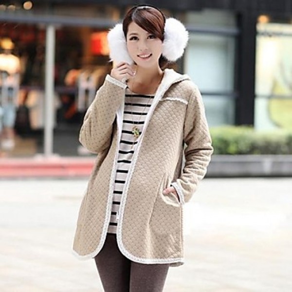 Maternity Long Coat , Casual Long Sleeve Cotton/Polyester