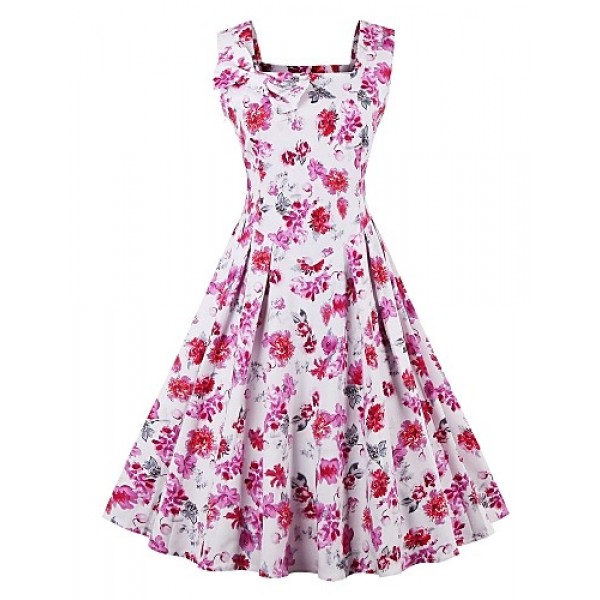 Women's Plus Size Vintage Swing Dress,Floral Strap...